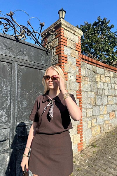 lizge giyim تيشيرت بياقة بولو وتفاصيل وشاح