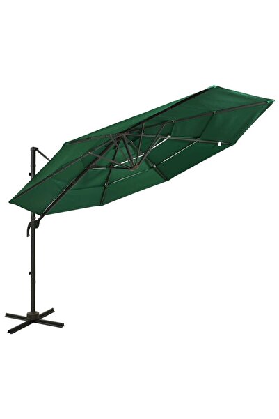 Concept Umbrelă de soare 4 niveluri, stâlp de aluminiu, verde, 3x3 m