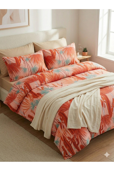 ELEGANCEHOME Luxury Cotton Satin Double Duvet Cover Set - 4 Pillow 6-Piece Se...