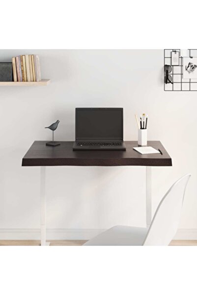 Concept Blat birou gri închis, 80x40x4 cm, lemn masiv stejar tratat