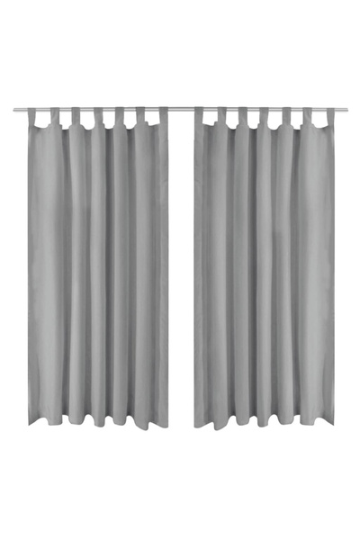 Concept Μικρο-σατέν κουρτίνες με κορδόνια, 2 τεμάχια, 140 x 225 cm, γκρι