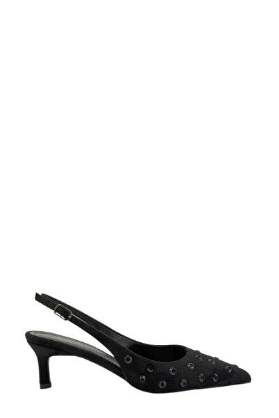 Moulin Shoes حذاء نسائي أسود جلد سويدي بكعب قصير ومقدمة مدببة ومفتوح من الخلف...