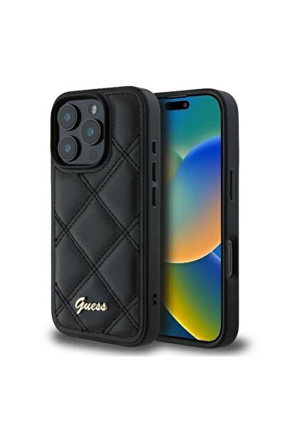 Guess Θήκη Καπιτονέ Metal Logo Μαύρο iPhone 16 Pro
