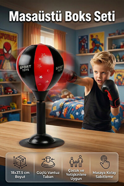 ALFAGİFT Masaüstü Vakumlu Boks Torbası- Vantuzlu Refleks Boks Topu Pompa Hedi...