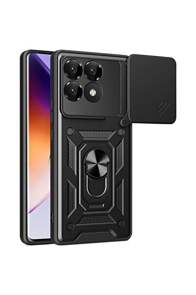 Orso Θήκη Combo με Στήριγμα, Συρόμενη Κάμερα, Μαύρη, Poco F6 Pro 5G