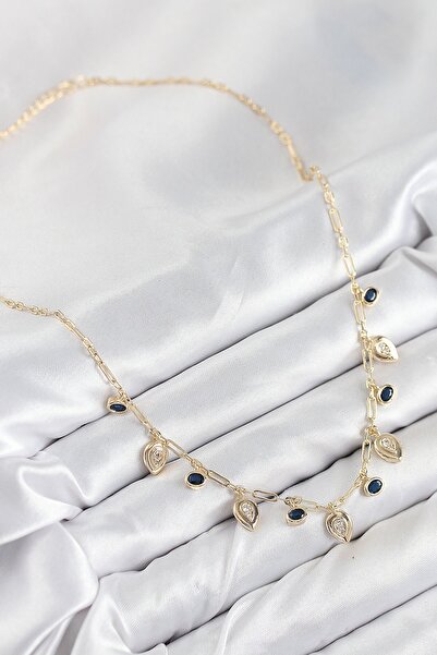 cleovibe Brass Zircon Stone Dangle Drop Model Gold Color Necklace Luxe