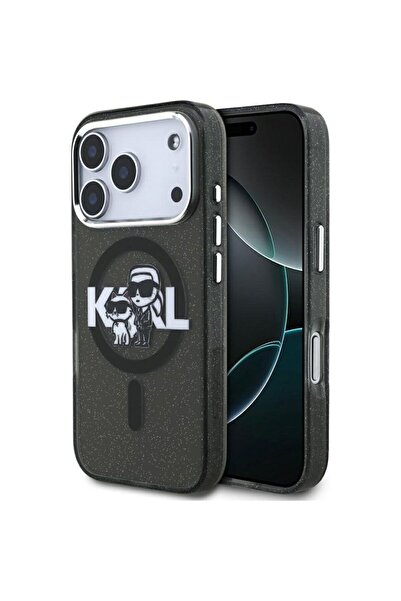 Karl Lagerfeld Θήκη IML Glitter Karl και Choupette MagSafe Black iPhone 17 Pro