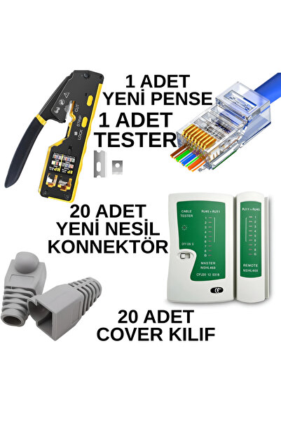 SpeedUF Ez Rj45 Pliers + Network Tester + 20X Cat6 Jacks + 20X Sleeves + Blad...