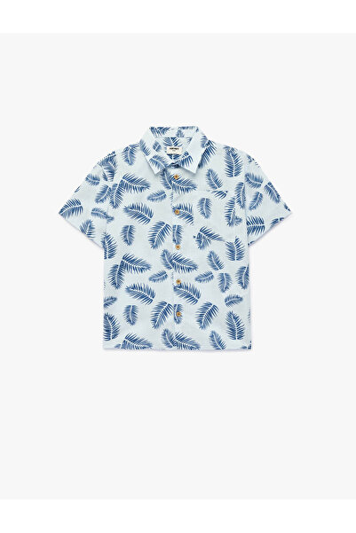 Koton Cotton Classic Collar Pocket Patterned Short Sleeve Shirt