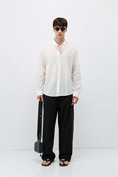 VAMOSCLO Basic Oversized Cotton Linen Shirt Ecru