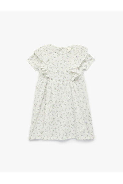 Koton 26YY59003190 Εκρού Βρεφικό Φόρεμα για Κορίτσια 6SMG80038AK