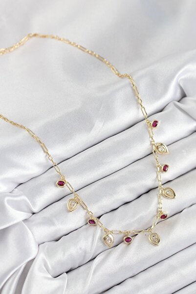 cleovibe Brass Zircon Stone Dangle Drop Model Gold Color Necklace Vita