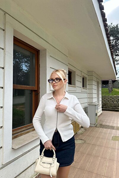 lizge giyim Tricot Cardigan with Zipper Detail