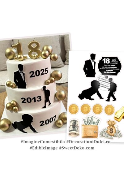 Decoratiuni Dulci Stages of life boy, 18th birthday cake image - Cut out