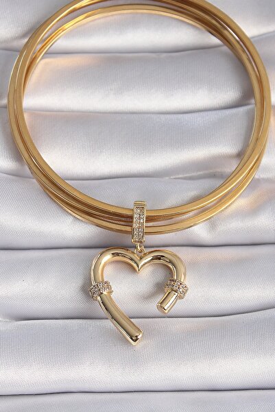 cleovibe قلادة على شكل قلب من النحاس الذهبي مع تفاصيل من حجر الزركون، تصميم أ...