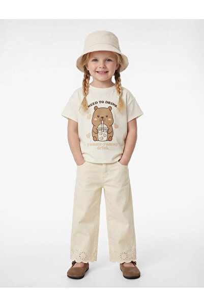 Koton Pamuklu Ayıcık Baskılı Bisiklet Yaka Kısa Kollu Tişört