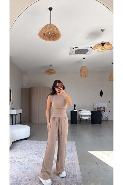 Buket Teke Camel detaliu încrețit Set Bürümcük