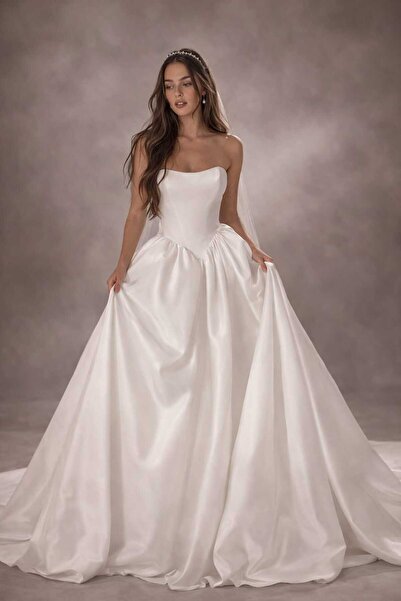 Zeynep Denlİ Saten V Korsaj A Kesim Gelinlik