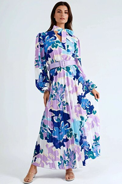 Hiccup Rochie midi cu imprimeu abstract și guler tip choker MSN