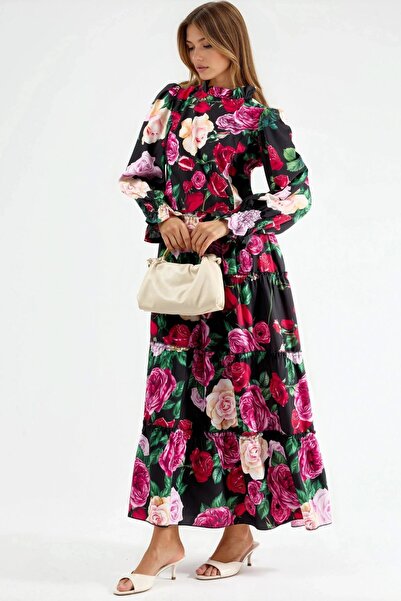Hiccup Msn Floral Print Crew Neck Maxi Dress
