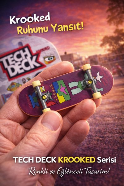 Cici Oyuncak Tech Deck Krooked Fingerboard Koleksiyonluk Mini Kaykay Parmak K...