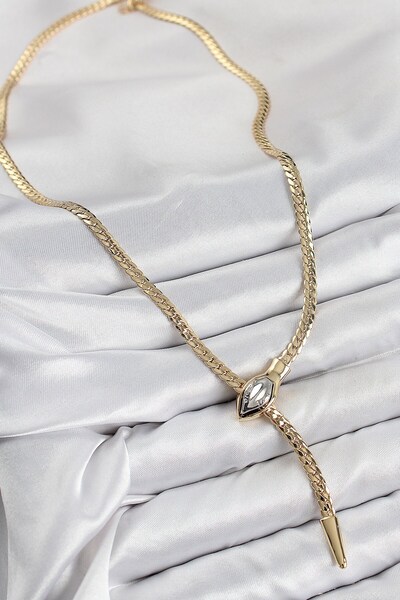 cleovibe Siena Brass Snake Model Gold Color Necklace with Elevator Design