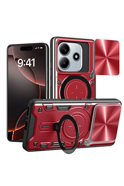 Orso Θήκη Αδιάβροχη Κάμερα Ringstand Slide Κόκκινο Xiaomi Redmi Note 14 5G