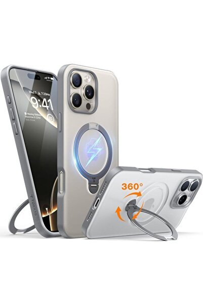 TORRAS Θήκη Ostand Spin MagSafe Kickstand Clear Grey iPhone 16 Pro Max