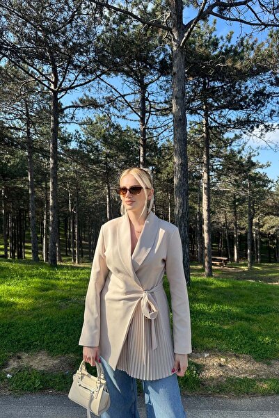 lizge giyim Side-Tieded Jacket with Pleat Detail