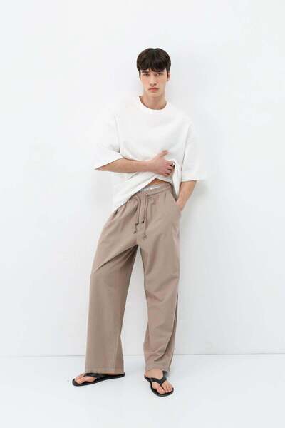 VAMOSCLO بنطلون سوبر باجي فيت كتان ستون