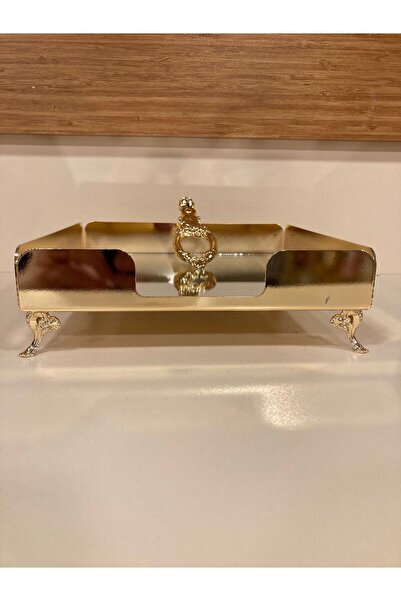 PLUS HOME حامل مناديل مربع الشكل من النحاس مع مرآة ذهبية مقاس 20×20 سم