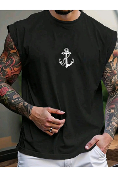 SUNFREE Seamates Anchor Ba Printed Men's Zero Sleeve Clothing Sportswear Ov O...