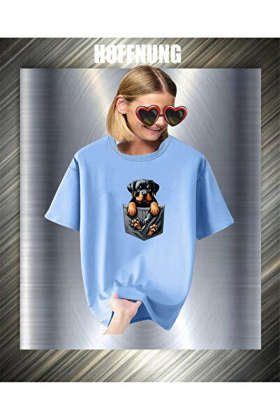 HOFFNUNG Unisex Short Sleeve Round Neck Dog Pocket Printed Solid Color Tshirt