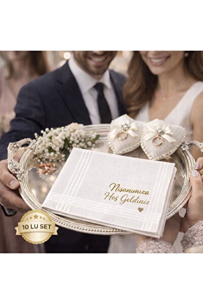 SUNDOKU HOME 10'lu 28 x 28cm – %100 Pamuk Nişan, Kına ,Nikah Mendili