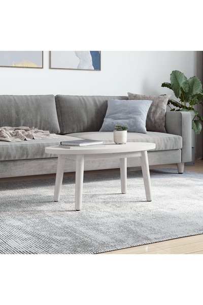 Concept Blat de masă, alb, 80x40x2,5 cm, lemn masiv de pin, oval