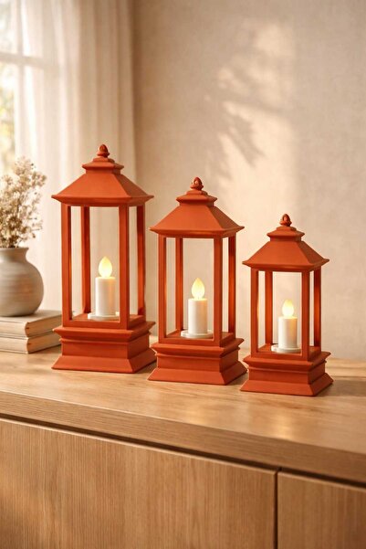 Layera Home 3’lü Dekoratif LED Mumlu Kandil Lambası – Modern & Şık Ev Dekoru