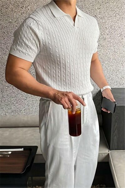 since 1990 man Manitalyan Style V-Neck Hair Knitted Detail Slim Fit Knitwear ...