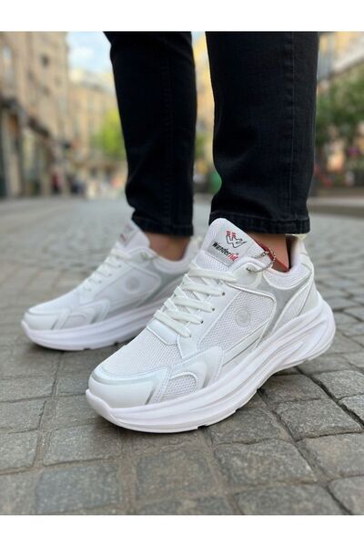 Wanderfull Pantofi albi pentru alergare sport zilnic pentru bărbați ușor Conf...