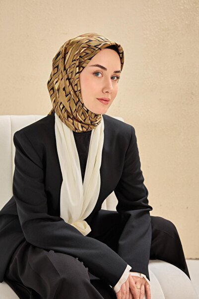 Silk Home Twill Silk Scarf 11514-12 Green Beige