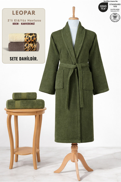 Ellaline 3-Piece Women's Striped Bathrobe Set 100% Cotton Certified + 2-Piece...