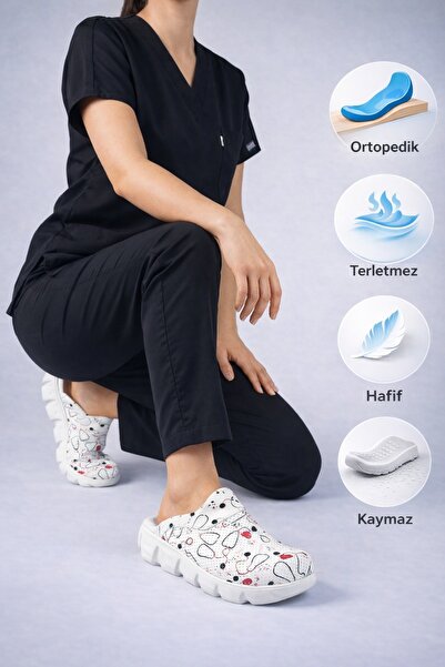 SABOTERLİK Women's Sabo Slipper Orthopedic Ultra Lightweight Nurse Doctor Med...