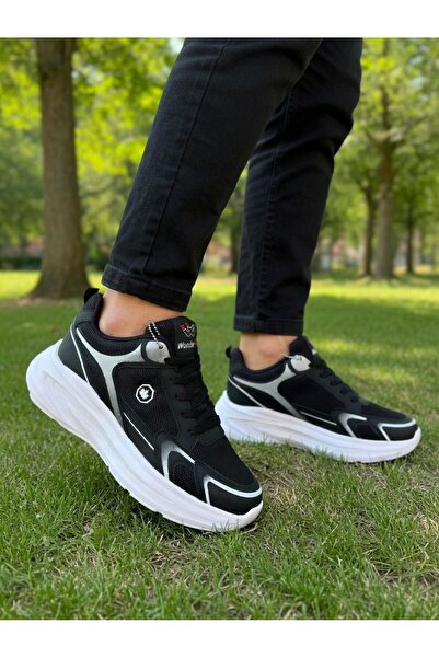 Wanderfull Pantofi negri pentru bărbați, sport zilnic, mers, alergare, ușor c...