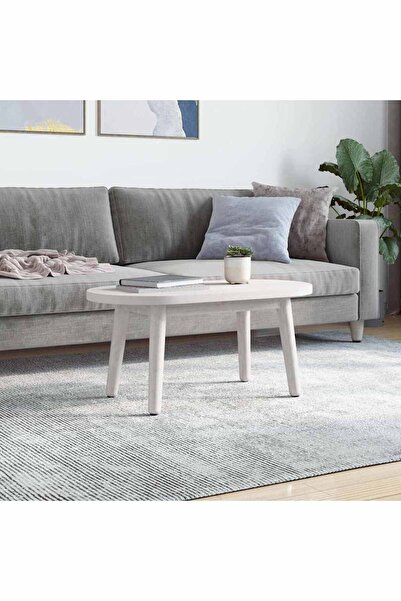 Concept Blat de masă, alb, 60x30x2,5 cm, lemn masiv de pin, oval