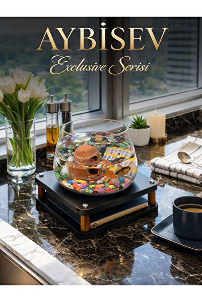 Okay Beta Akvaryum Lüks Cam Fanus Akvaryum Premium Balık Fanusu Modern Masa Ü...