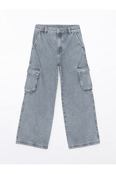 LC Waikiki Pantaloni din denim pentru fete cu picior larg, Sparkly Choices, d...