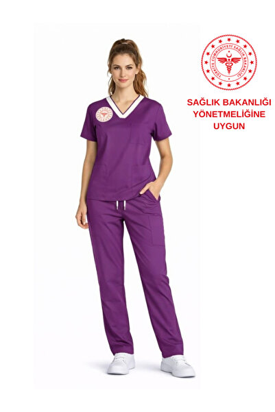 nutrix uniforma Purple Responsible Midwife Uniform Stretch Fabric Scrubs Wome...
