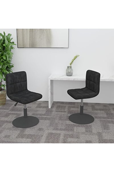 Concept Scaune de bucătărie pivotante, 2 buc., negru, catifea