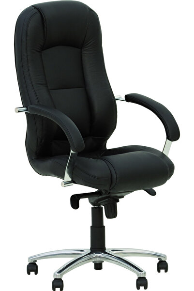 Concept Mobili Εκτελεστική καρέκλα CHERRY STEEL ΧΡΩΜΙΟ, Μαύρο οικολογικό Δερμ...