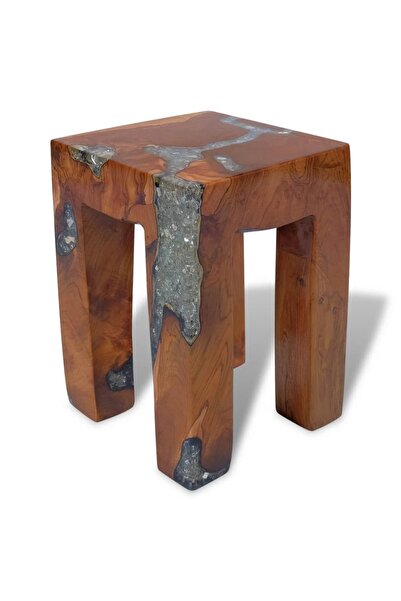 Concept Taburet, lemn de tec masiv și rășină