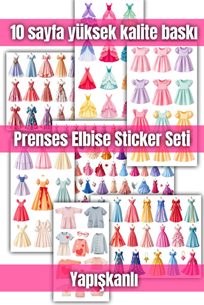 6 SN Prenses Elbise Sticker Seti - Planlayıcı, Ajanda, Günlük ve Dekor İçin R...